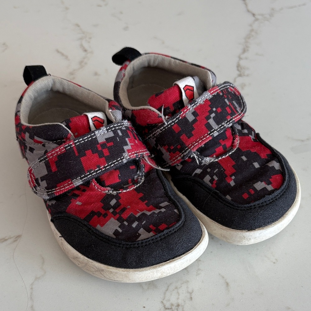Toddler Red & Black Velcro Athletic Sneakers